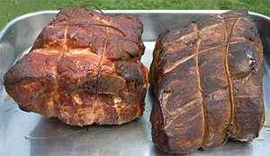 Two pork butts ready to be made into pulled pork