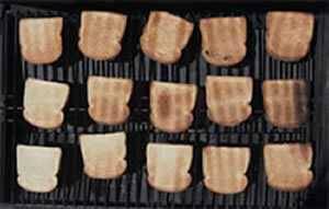 toasting bread on a new grill to calibrate it