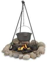 campfire tripod and cast-iron pot