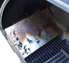 heat deflector plate on a grill