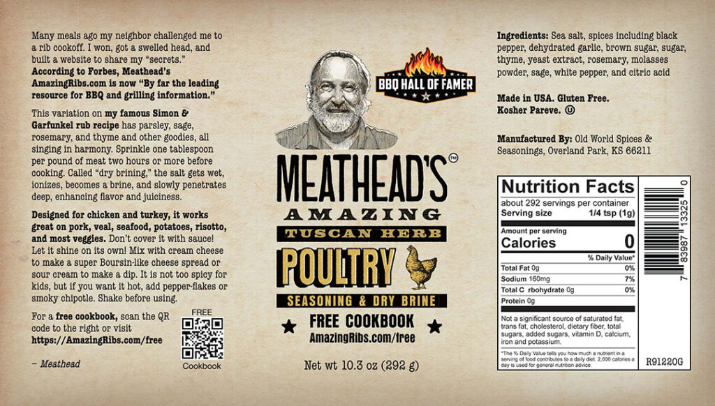 meatheads amazing poultry rub label